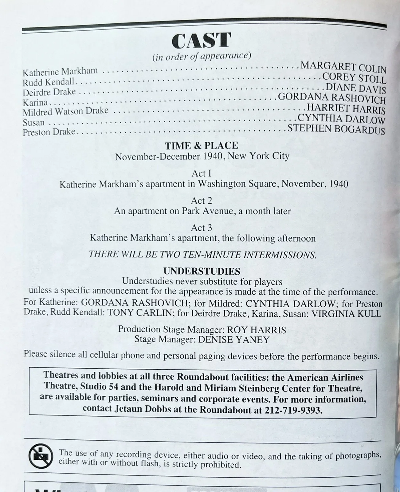 Old Acquaintance Signed IP Playbill Margaret Colin Corey Stoll Diane Davis, изображение 2