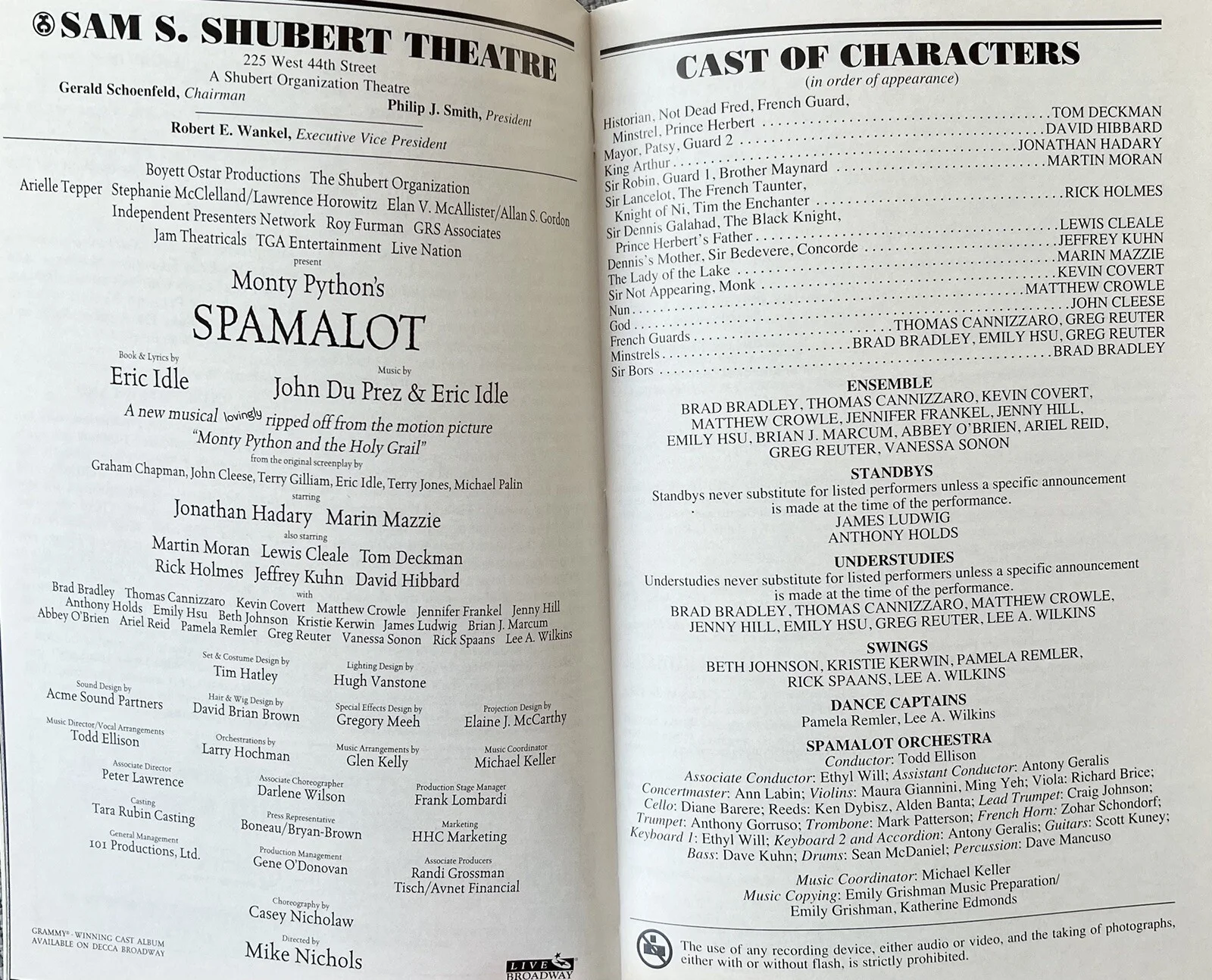 Monty Pythons Spamalot Signed IP Broadway Playbill - Tom Deckman John Cleese, image 2
