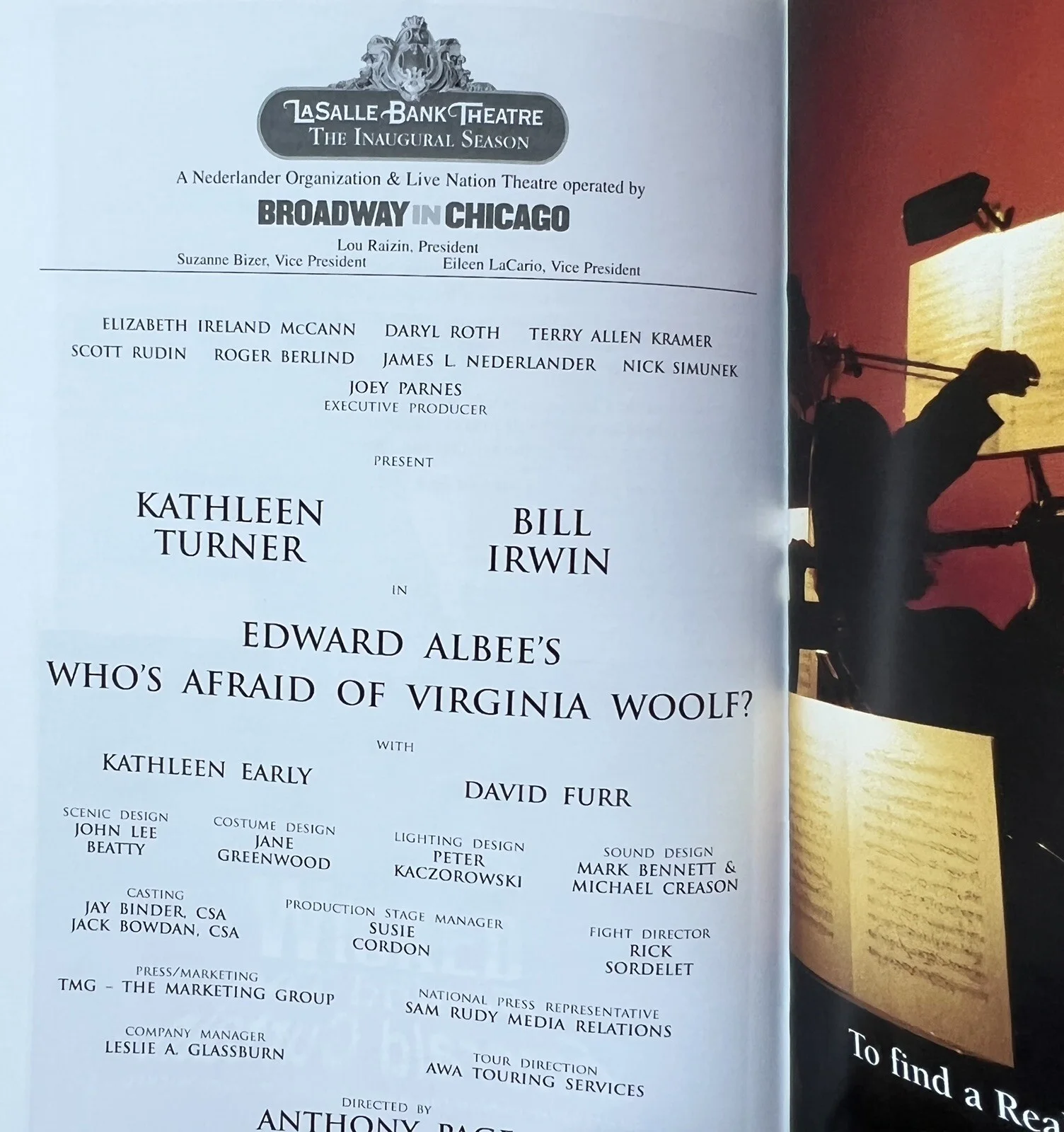 Bill Irwin & Kathleen Turner Signed IP Who's Afraid of Virginia Woolf? Playbill, изображение 2