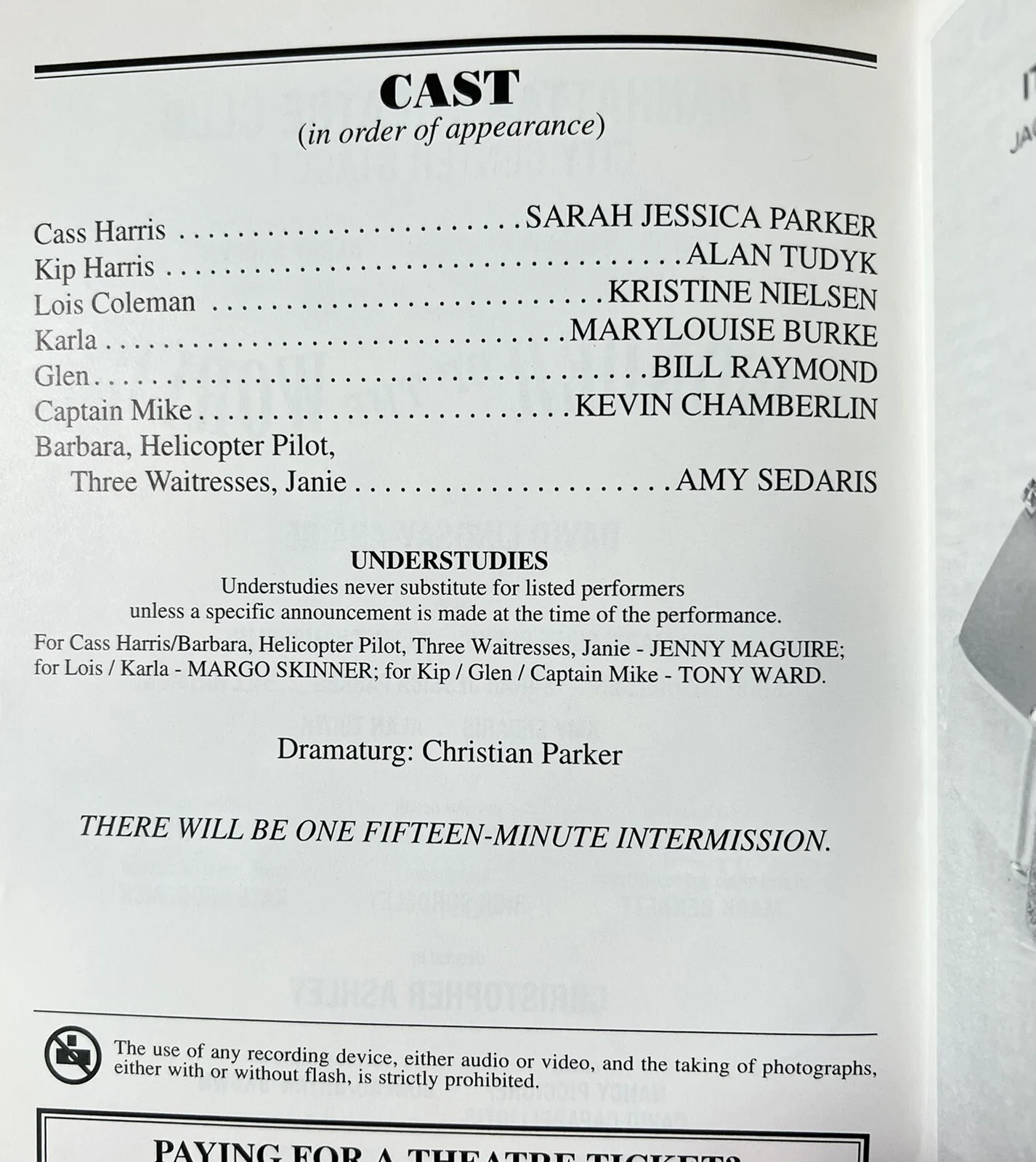 Sarah Jessica Parker — Wonder of the World Signed Broadway Playbill - Sarah Jessica Parker Amy Sedaris, изображение 2