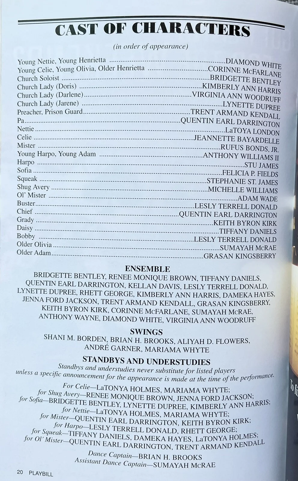 The Color Purple Signed Playbill - Michelle Williams LaToya London Oprah Winfrey, изображение 3