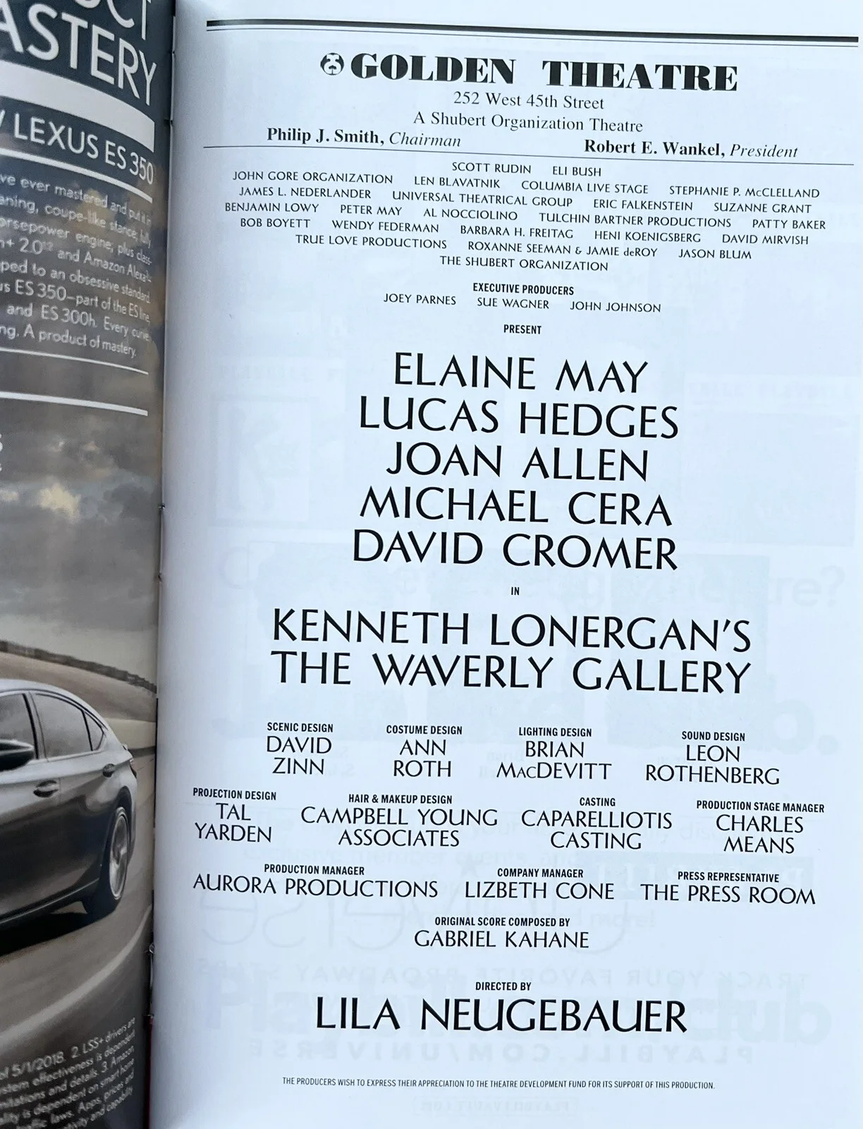 The Waverly Gallery Signed Broadway Playbill Elaine May Lucas Hedges Joan Allen, image 2