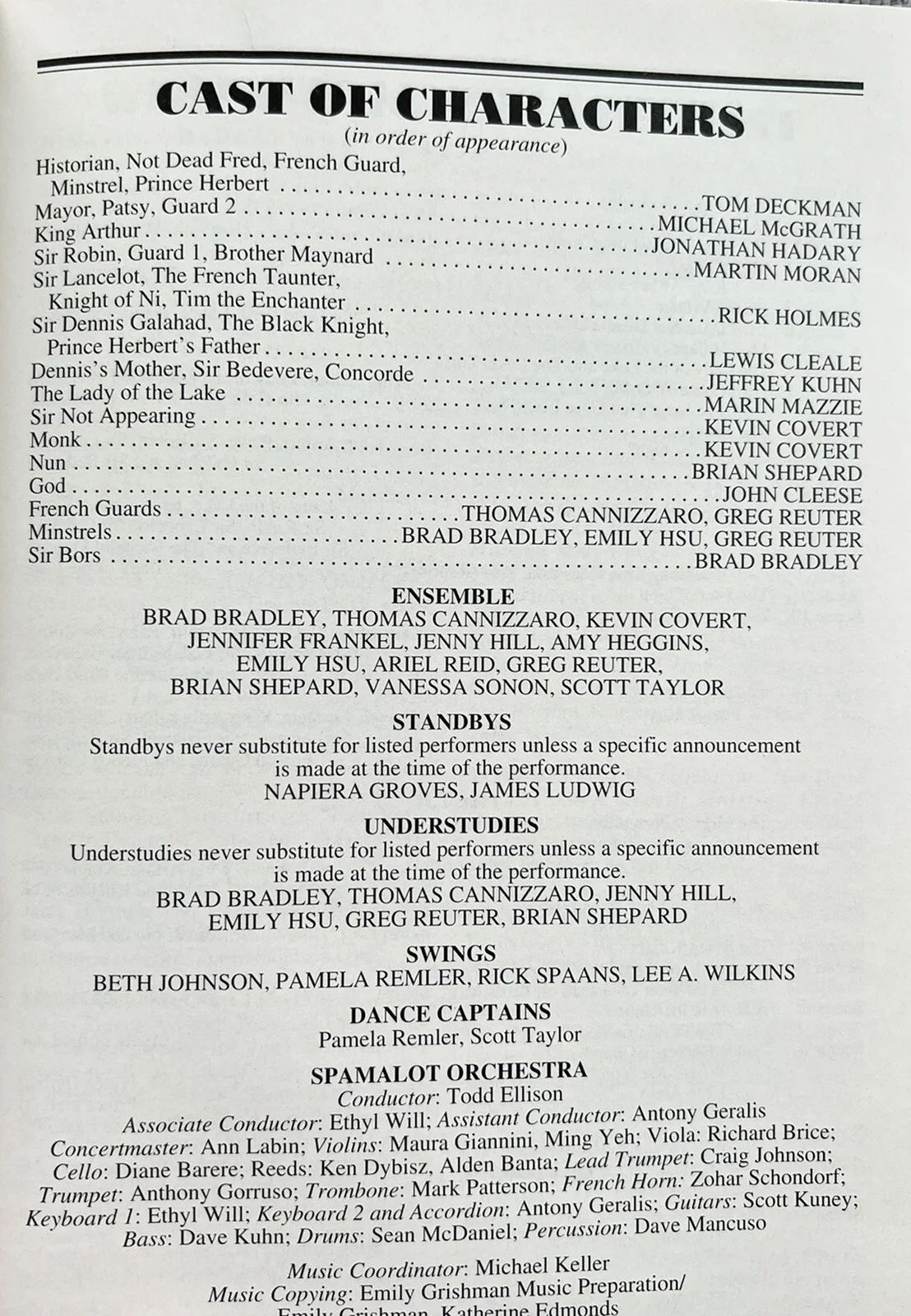 Monty Pythons Spamalot Signed IP Broadway Playbill - Tom Deckman John Cleese, image 3