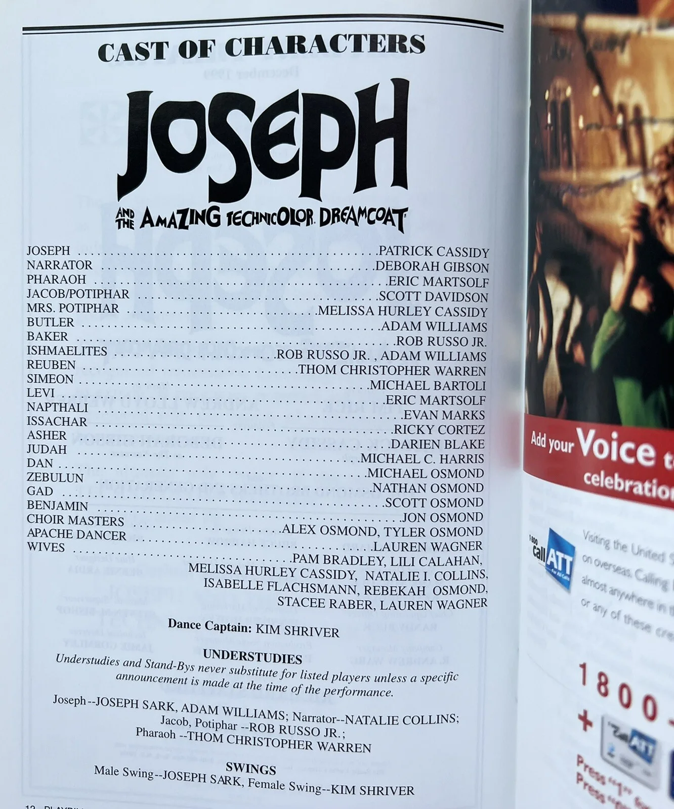 debbie gibson — Joseph and the Amazing Technicolor Dreamcoat Signed Playbill - Debbie Gibson, изображение 2