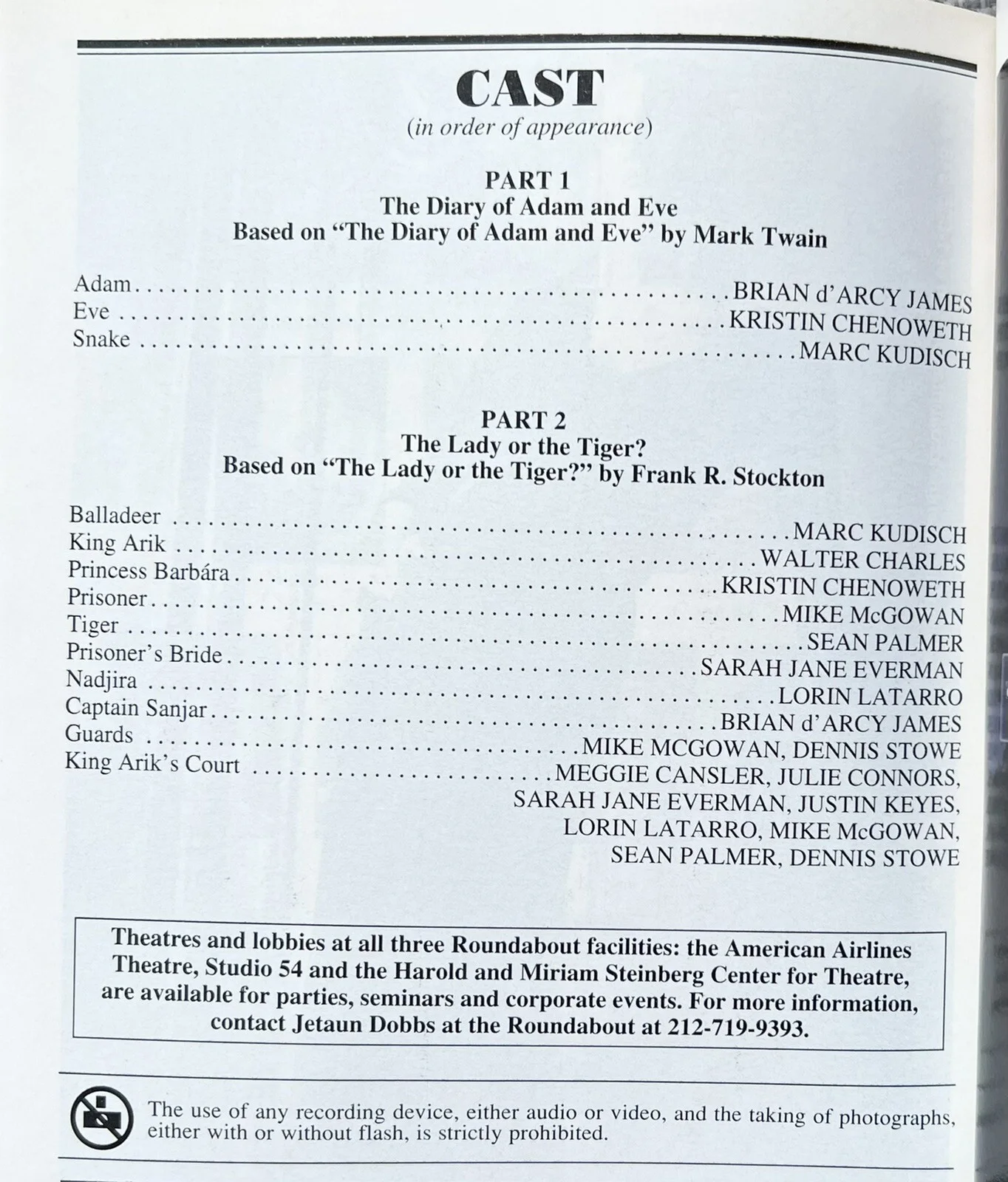 The Apple Tree Signed In Person Playbill - Brian d'Arcy James Kristin Chenoweth, изображение 2