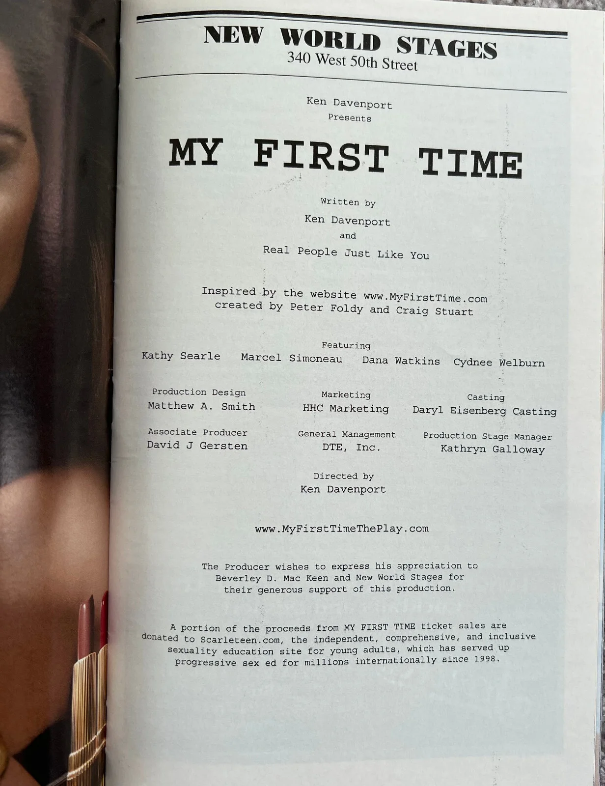 My First Time Signed Broadway Playbill Kathy Searle Marcel Simoneau Dana Watkins, изображение 2