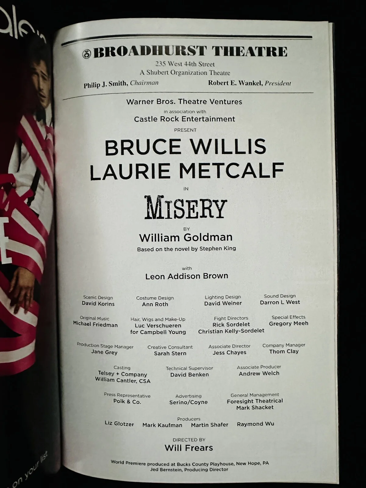 Bruce Willis, Laurie Metcalf — Bruce Willis & Laurie Metcalf Signed Misery Playbill. Die Hard. Rare Signature, изображение 2