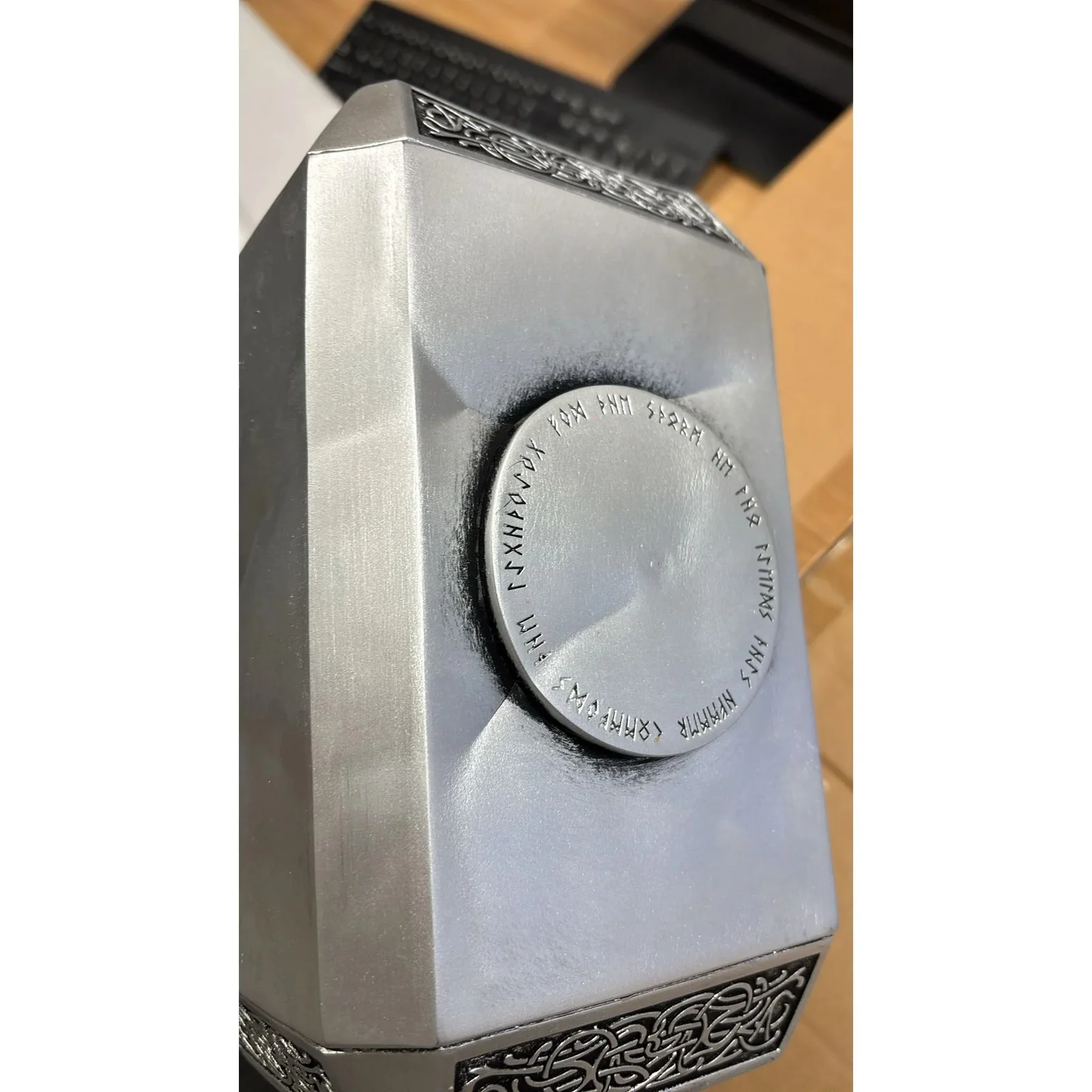 Marvel Resin Thor Hammer 'Mjolnir' 1:1 Replica with Rock Base DAMAGED, image 2