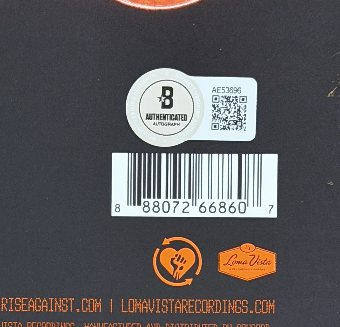 ENTIRE BAND SIGNED RISE AGAINST RICOCHET ORANGE VINYL LP COVER BECKETT BAS COA, изображение 5