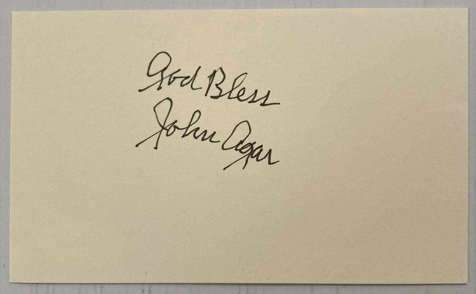 John Agar — Fort Apache Mole People John Agar Signed Autograph 3x5 Index Card JSA - FREE S&H, image 2