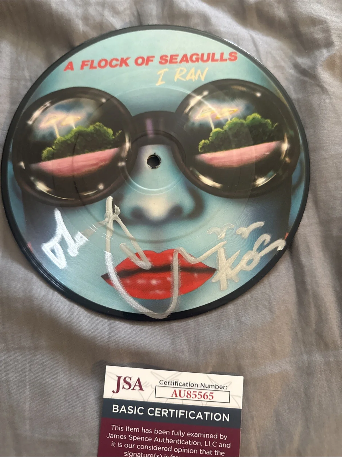 Mike Score SIGNED Vinyl 45 Record Picture Disc JSA COA Flock Of Seagulls I Ran, image 2