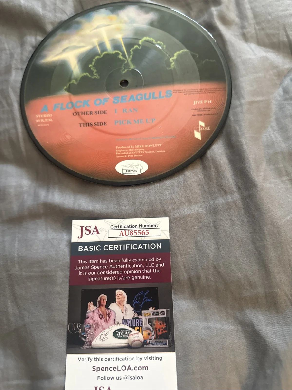 Mike Score SIGNED Vinyl 45 Record Picture Disc JSA COA Flock Of Seagulls I Ran, image 5
