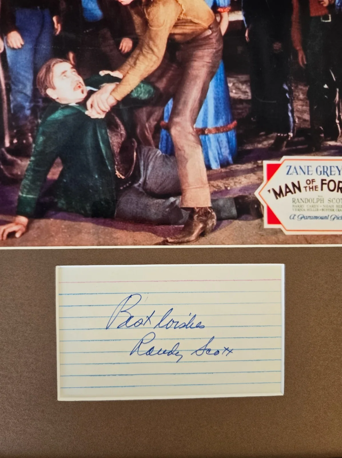 Randolph Scott Signed Photo Framed 11x14 Display Man of the Forest, image 2