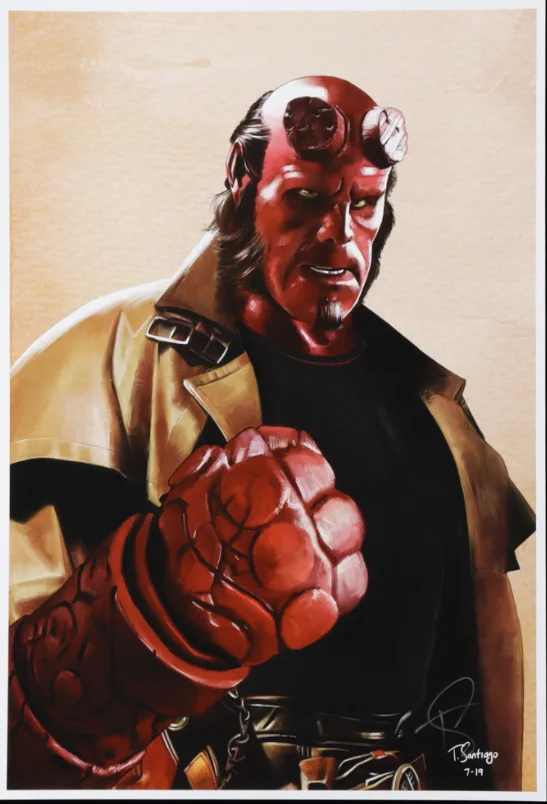 TONY SANTIAGO — TONY SANTIAGO Signed Hellboy 13x19 FRAMED Lithograph (Pristine Authentic), image 2