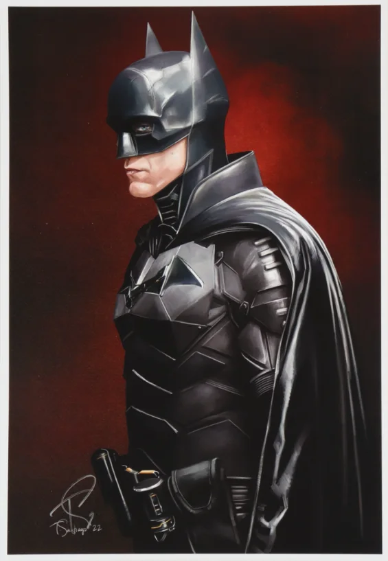 TONY SANTIAGO — TONY SANTIAGO Signed-Batman (Robert Pattinson) 13x19 FRAMED Lithograph (PA), изображение 2