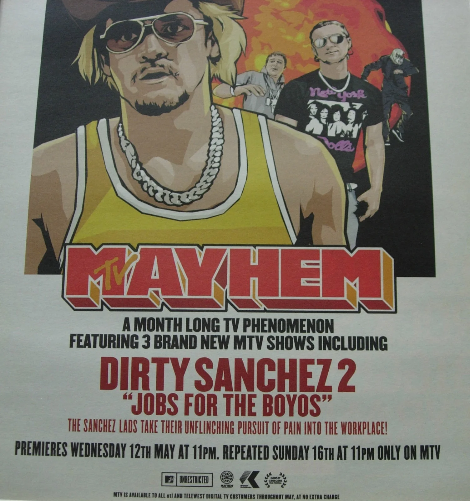 DIRTY SANCHEZ 2+MTV Mayhem Show+POSTER+AD+FRAMED ORIGINAL 2004+FAST WORLD SHIP, image 3