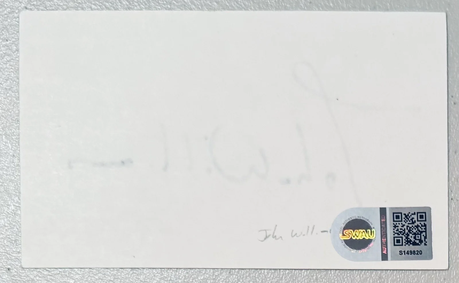 John Williams Signed Autographed 3x5 Card SWAU Authenticated Star Wars Jaws 5, image 2