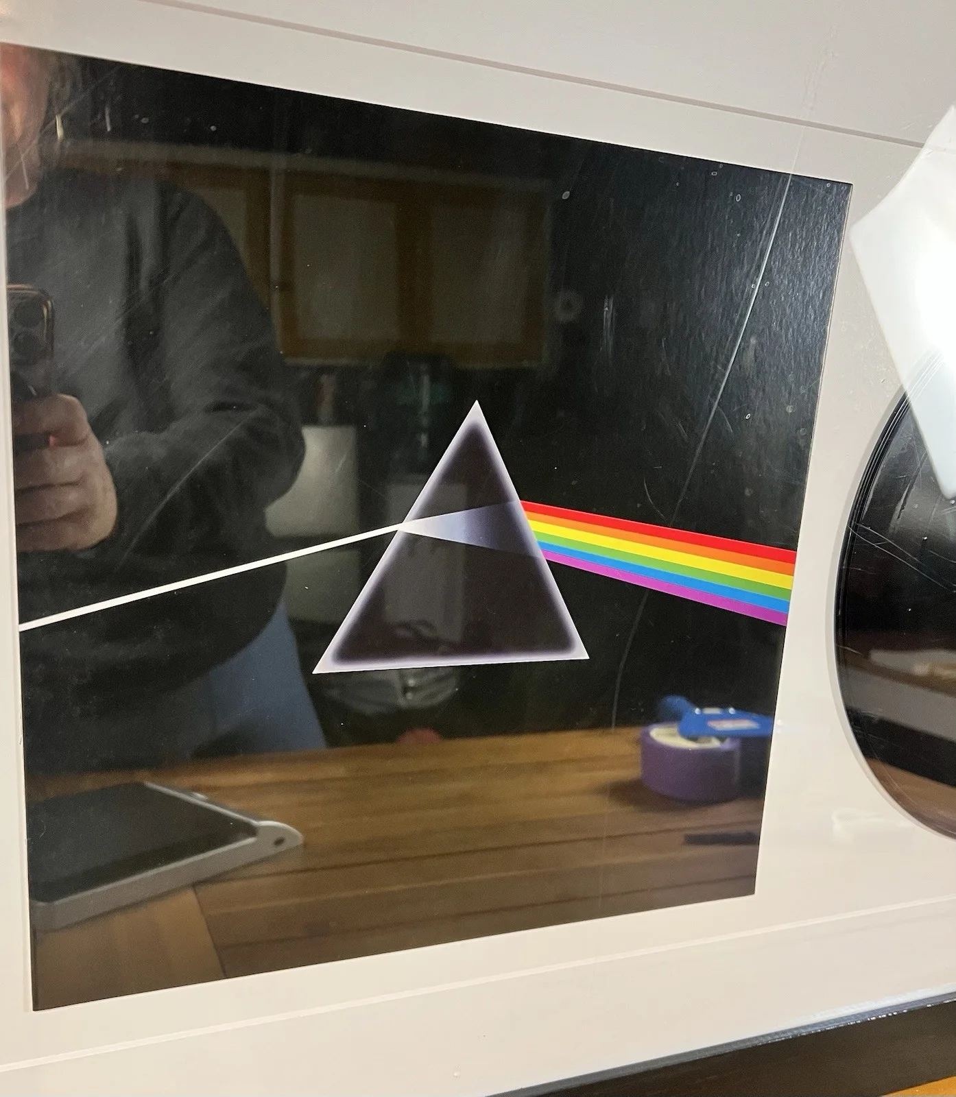 Pink Floyd Genuine Framed Album Cover Dark Side Of The Moon Vinyl Record, изображение 3