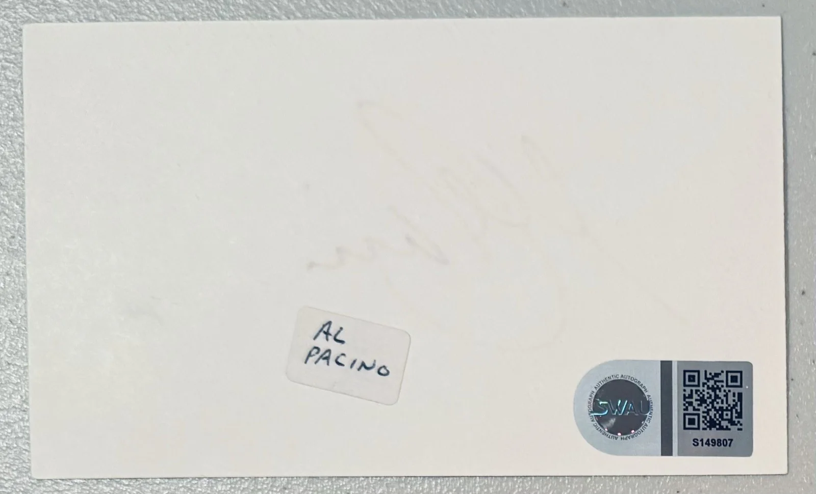 Al Pacino Vintage Signed Autographed 3x5 Card SWAU Authenticated The Godfather 2, image 2