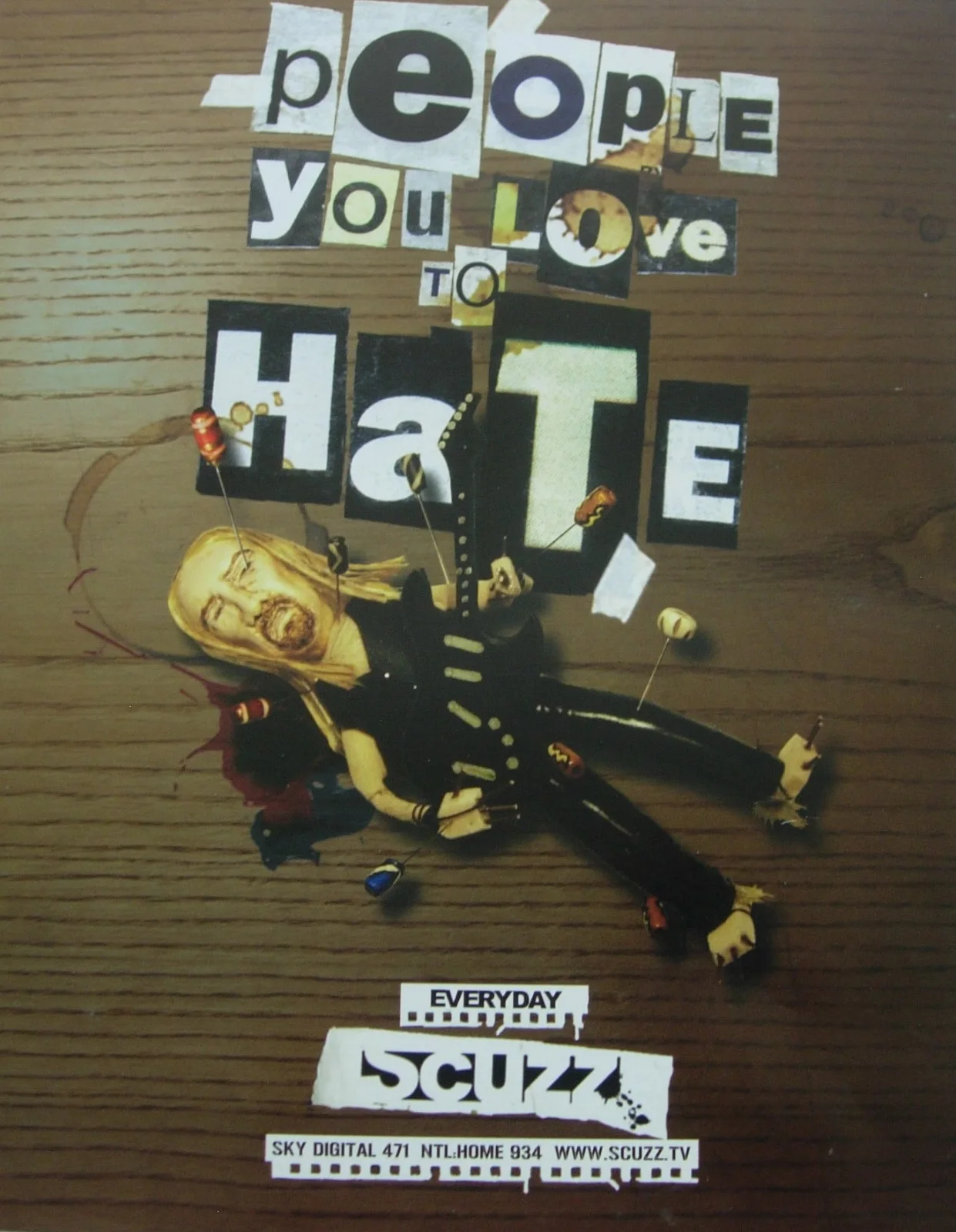 SCUZZ TV+People You Love To Hate+POSTER+AD+FRAMED ORIGINAL 2004+FAST WORLD SHIP, изображение 2