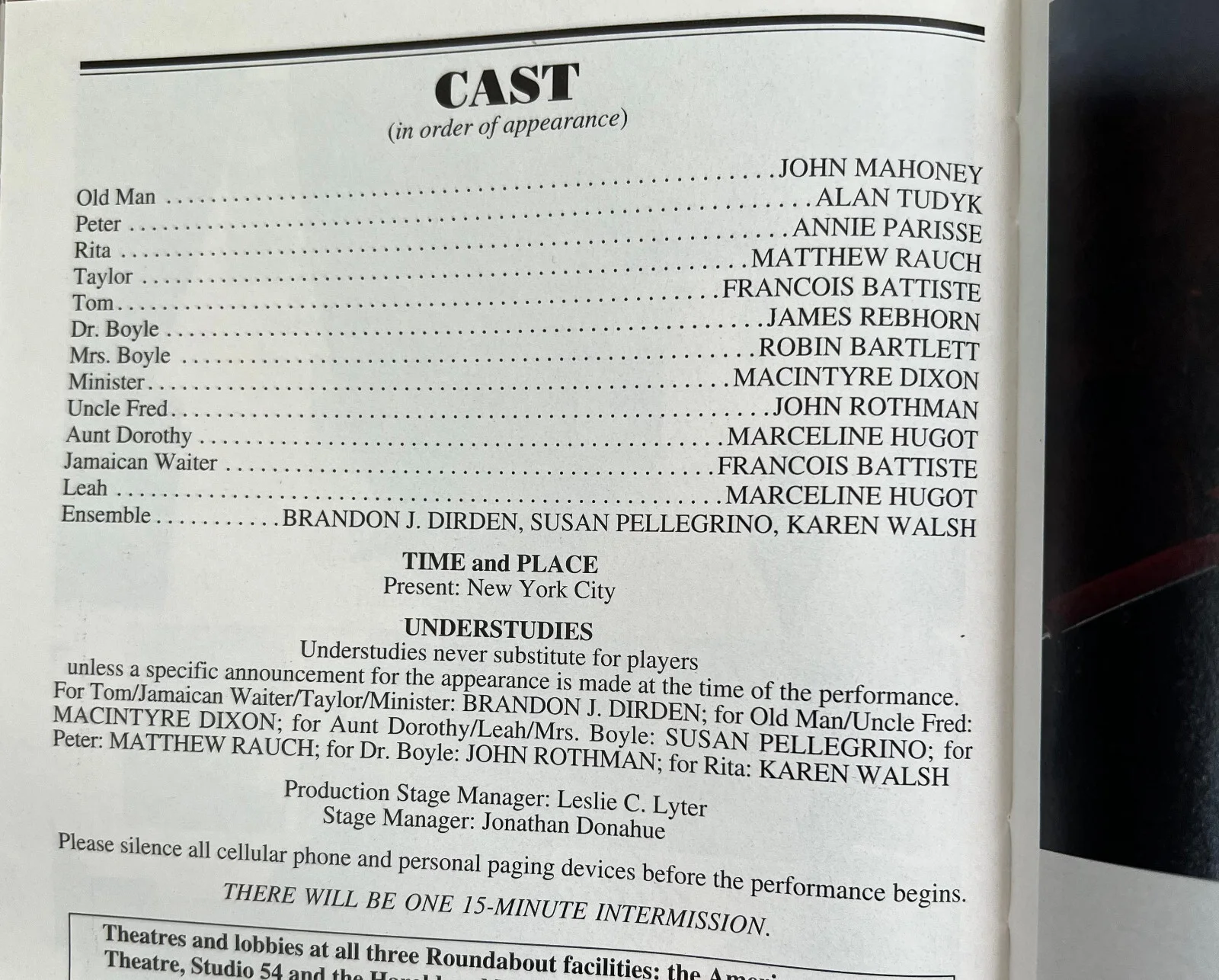 John Mahoney — Prelude to a Kiss Signed IP Broadway Playbill - John Mahoney, Alan Tudyk, изображение 2