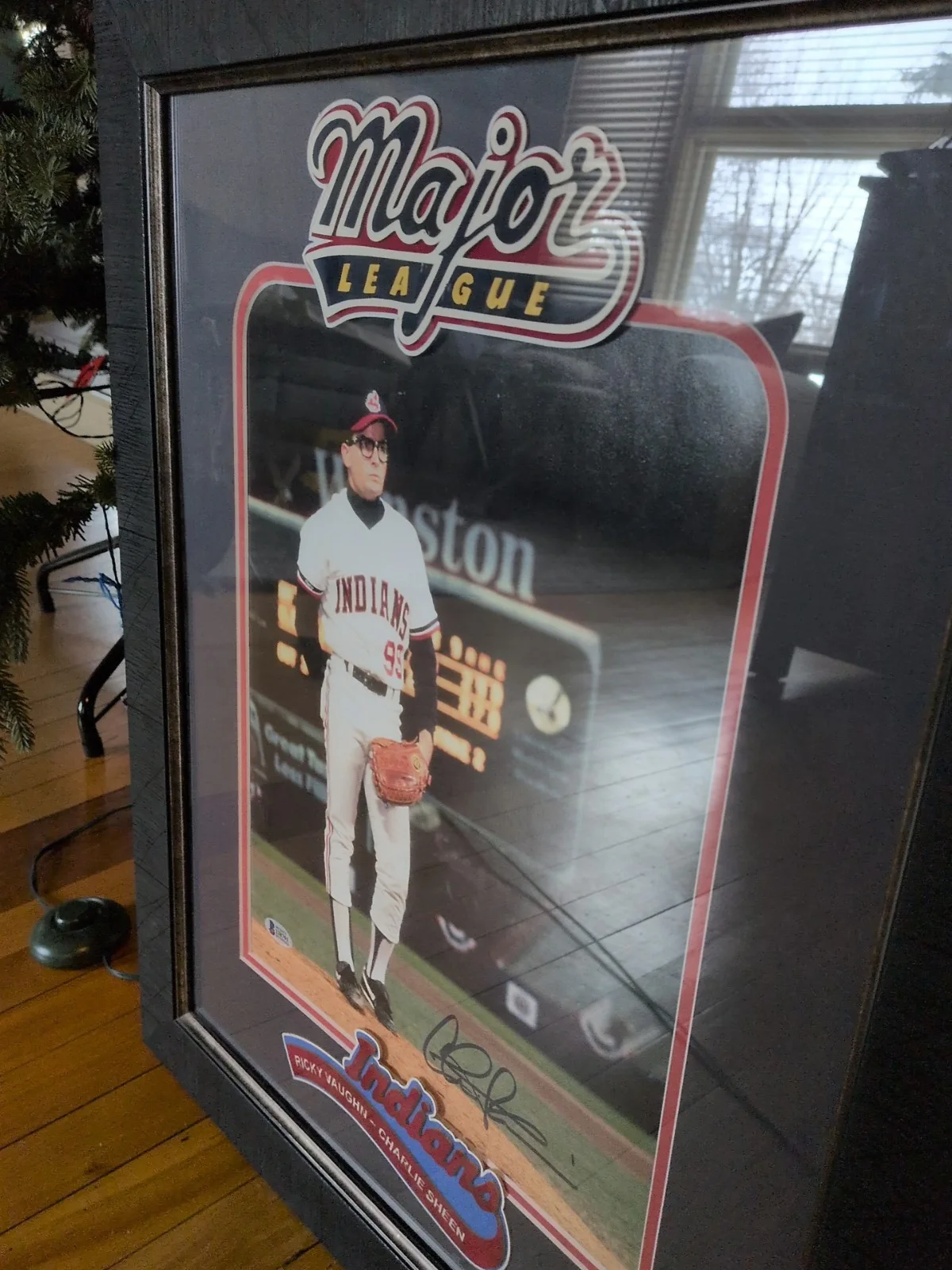 Charlie Sheen Auto Major League Movie Framed Picture | Indians Ricky Vaughn, изображение 2