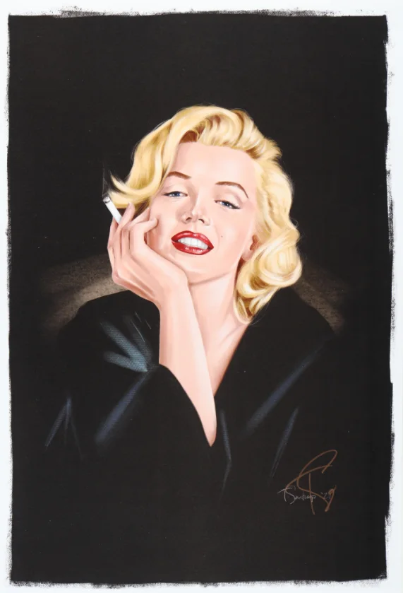 TONY SANTIAGO — TONY SANTIAGO Signed Marilyn Monroe 13x19 FRAMED Lithograph (Pristine Authentic), image 2