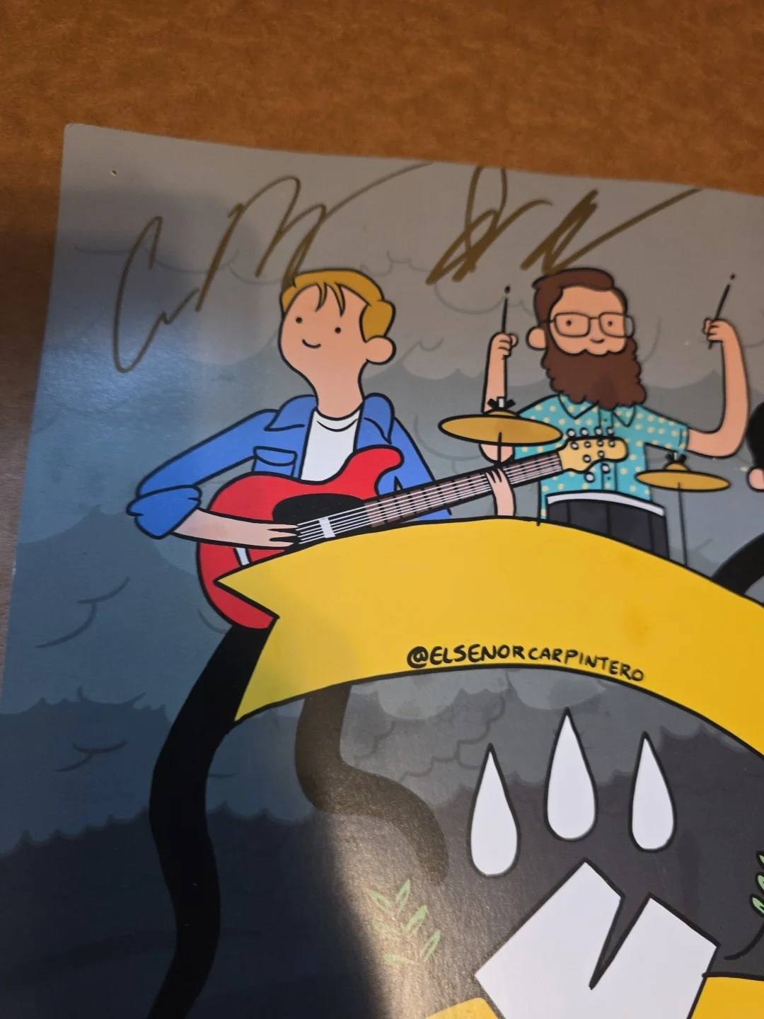 Signed Promo Poster Of A Music Artist Unsure Of Band Autographed 17"×11", изображение 2