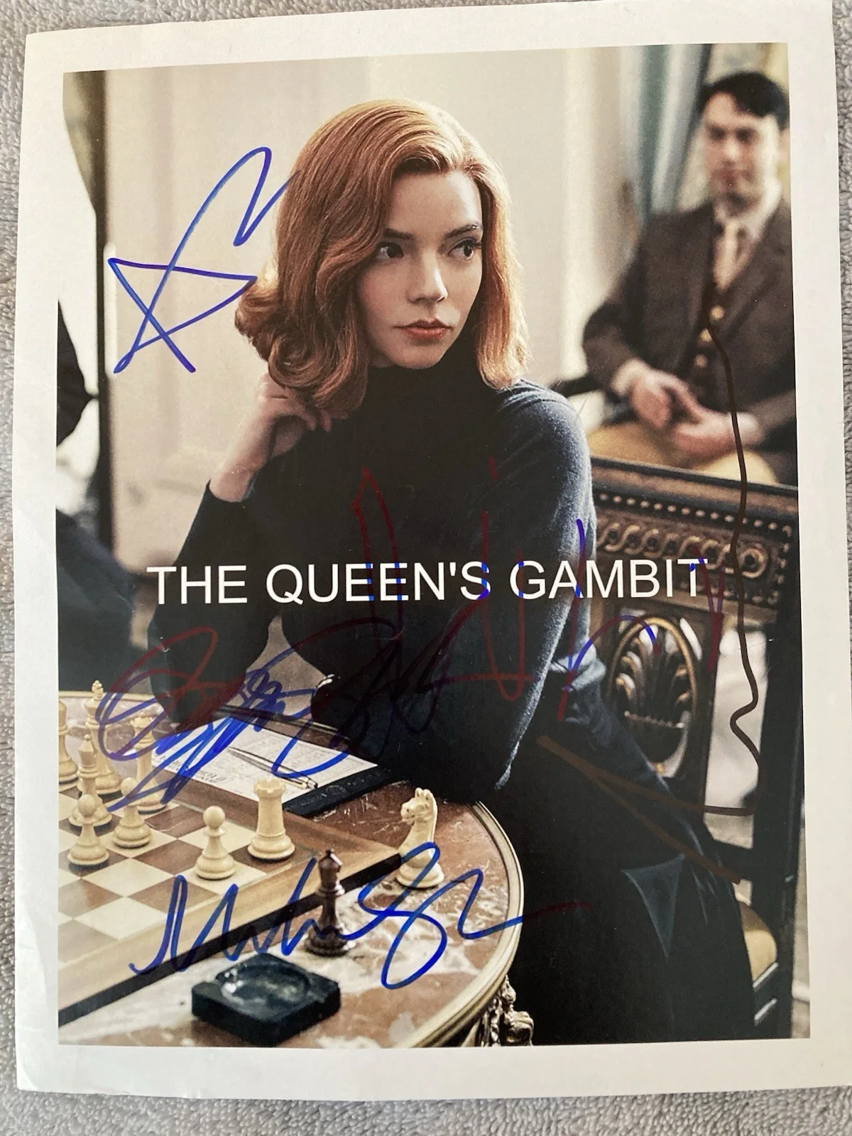 Anya Taylor-Joy — The Queen’s Gambit pic signed (by Anya Taylor-Joy and four others)