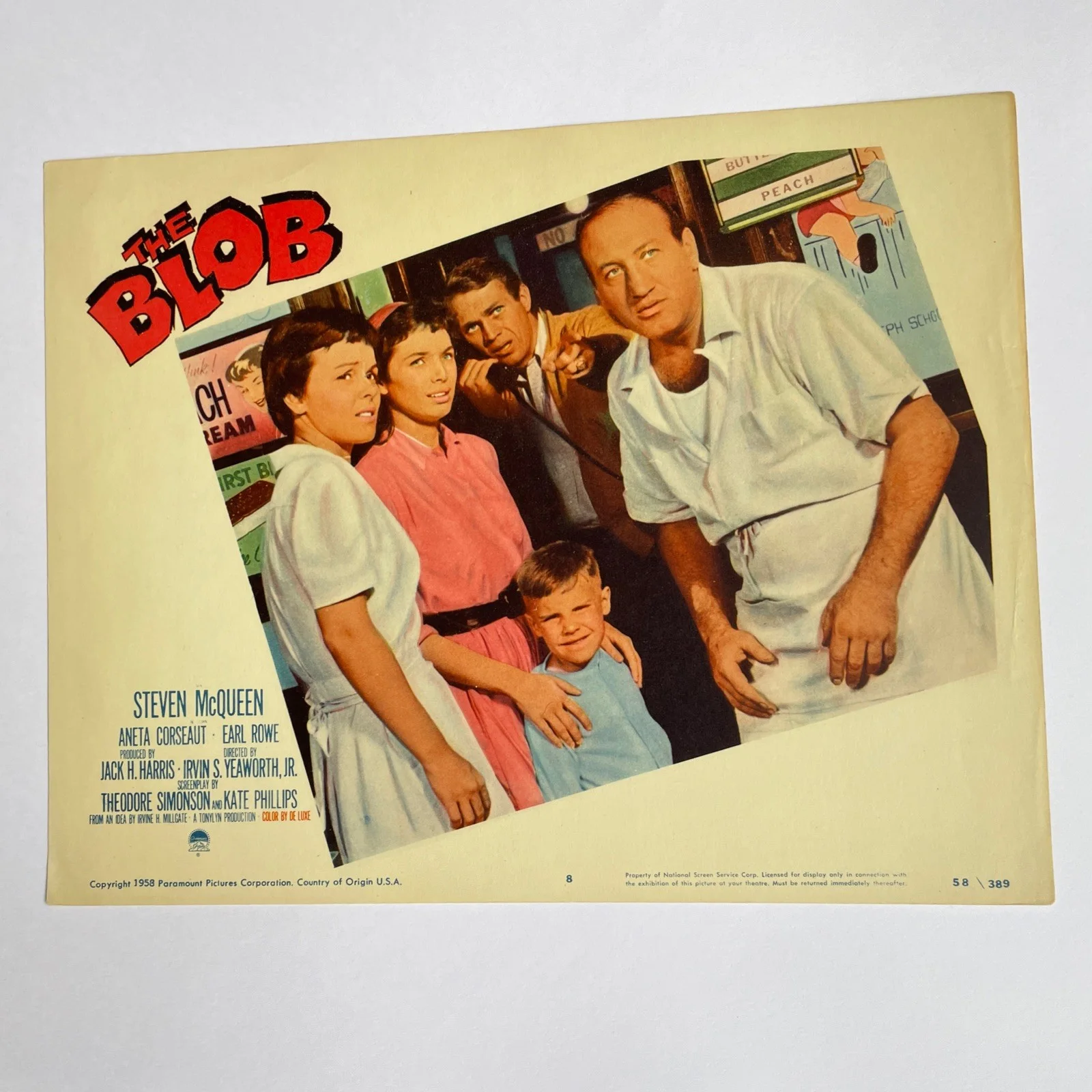 The Blob Film Full Set Of Front Of House USA Lobby Cards X8 Steve McQueen 1958, изображение 2