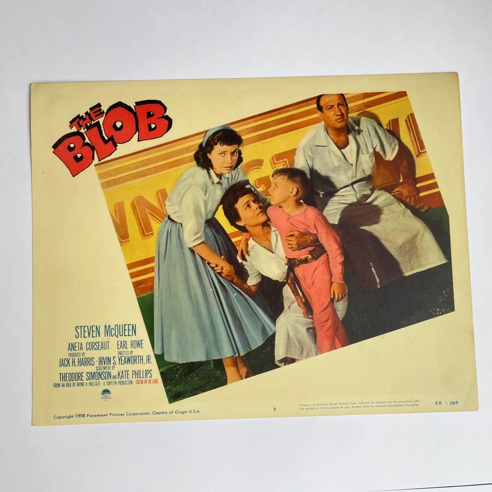 The Blob Film Full Set Of Front Of House USA Lobby Cards X8 Steve McQueen 1958, изображение 3