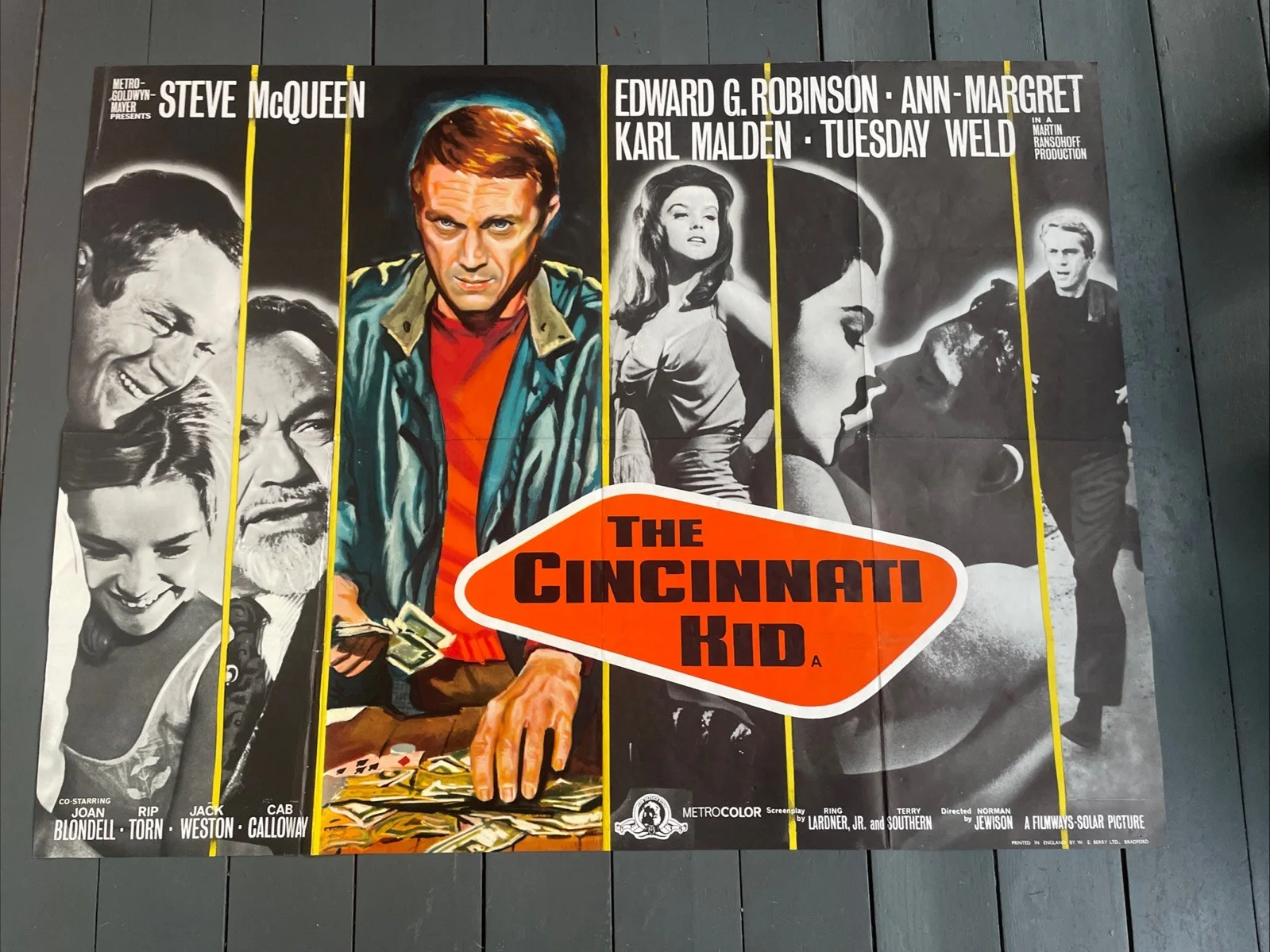 Original The Cincinnati Kid Steve McQueen Quad Poster 1965 Classic, изображение 5