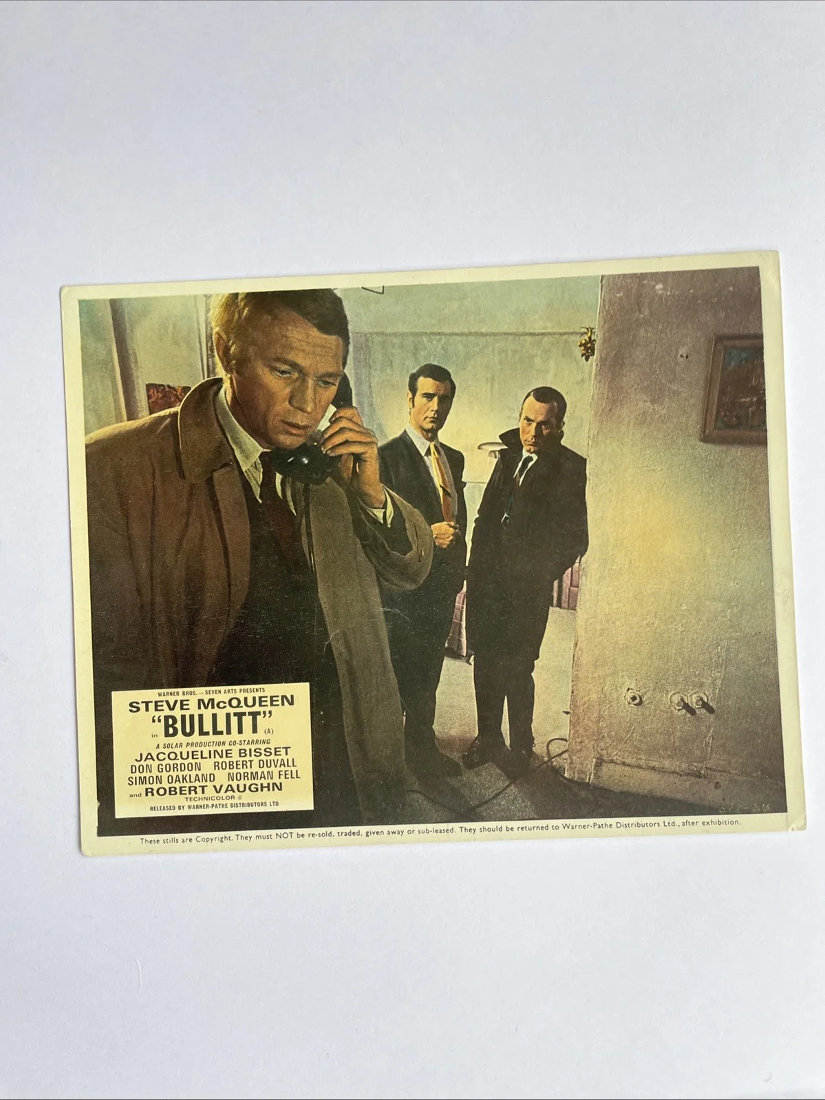 1968 Bullitt Steve McQueen Lobby Card FOH Set U.K. X8, изображение 5