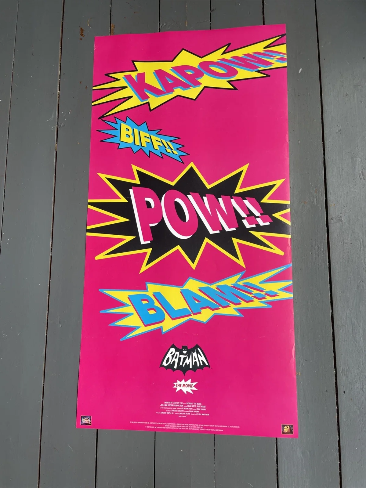 1966 Batman And Robin Film Video Release Poster Great Imagery & Colours 2 Sided, image 2