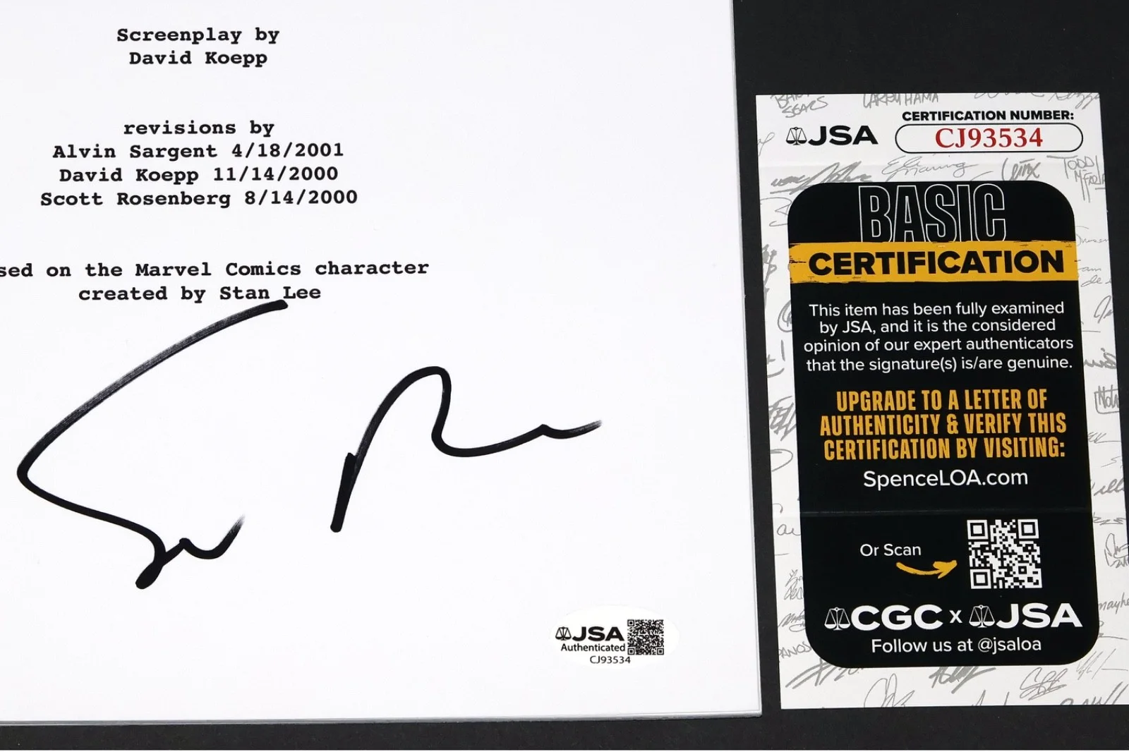 Sam Raimi — SAM RAIMI Signed SPIDER-MAN Full Movie SCRIPT autograph + JSA COA director, image 2