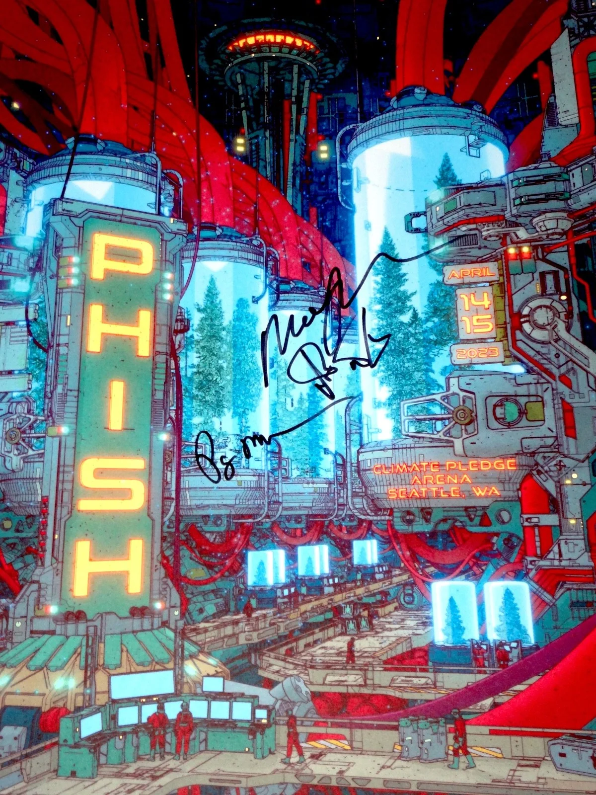 PHISH HAND SIGNED AUTOGRAPHED 2023 SEATTLE POSTER BY ALL 3! RARE W/ EXACT PROOF!, изображение 2