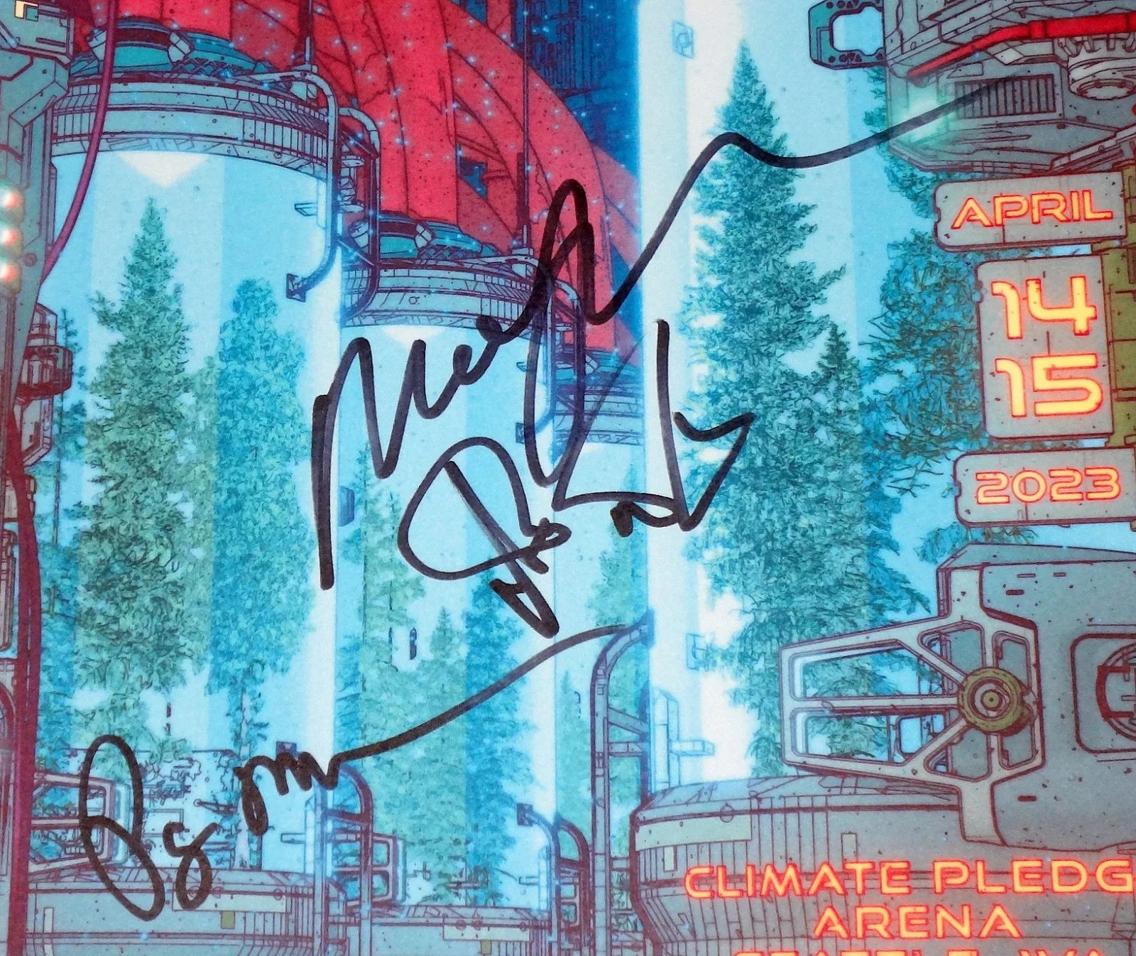 PHISH HAND SIGNED AUTOGRAPHED 2023 SEATTLE POSTER BY ALL 3! RARE W/ EXACT PROOF!, изображение 3