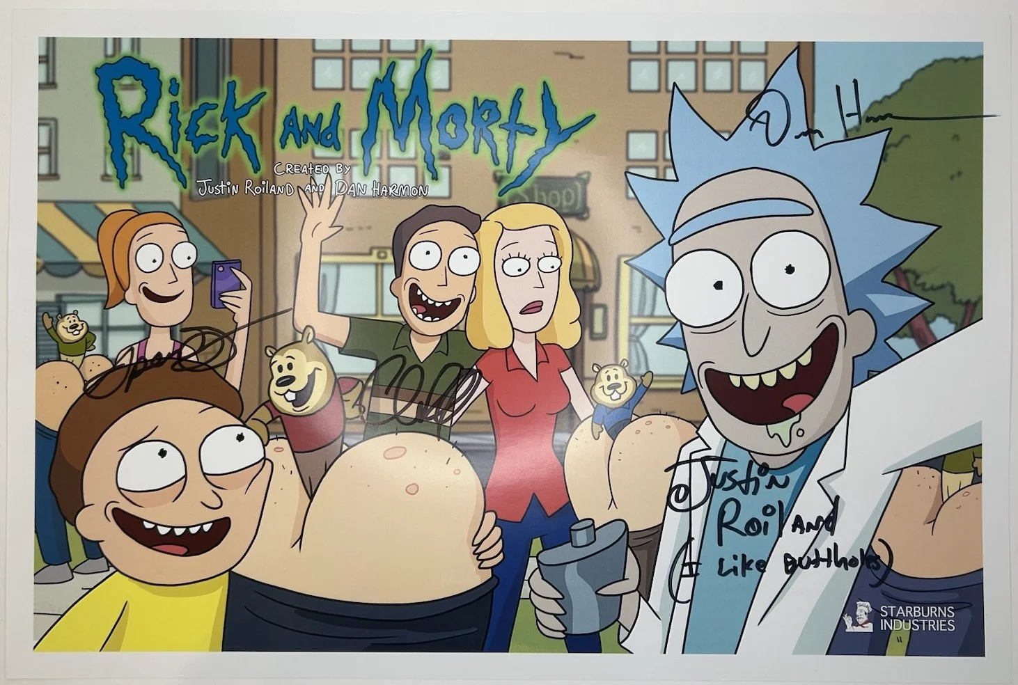 Dan Harmon — RICK AND MORTY Signed Poster 12x18 SDCC 2014 Adult Swim Harmon Roiland Parnell +