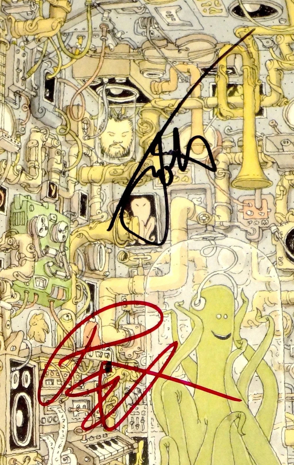 WEEZER HAND SIGNED AUTOGRAPHED OK HUMAN VINYL ALBUM BY ALL 4 BAND MEMBERS! RARE, изображение 4