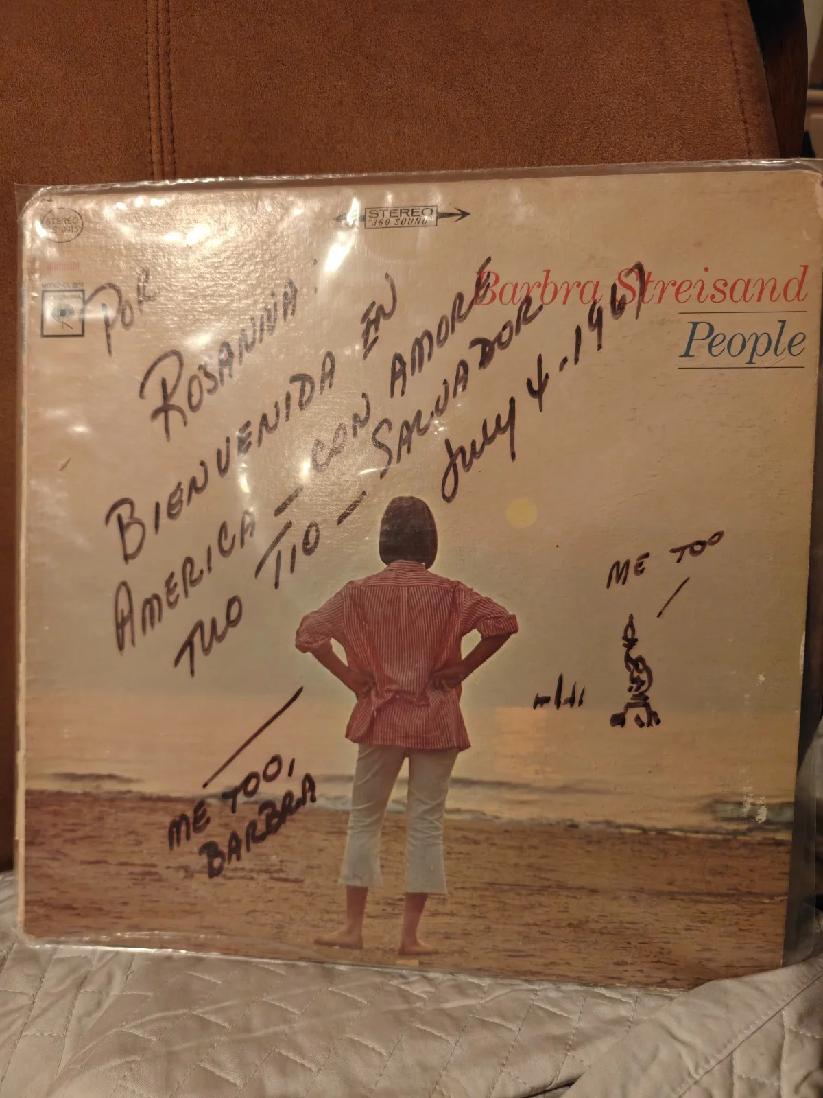 Barbra Streisand — Barbra Streisand – People Original LP Album – Personalized Hand Signed Cover