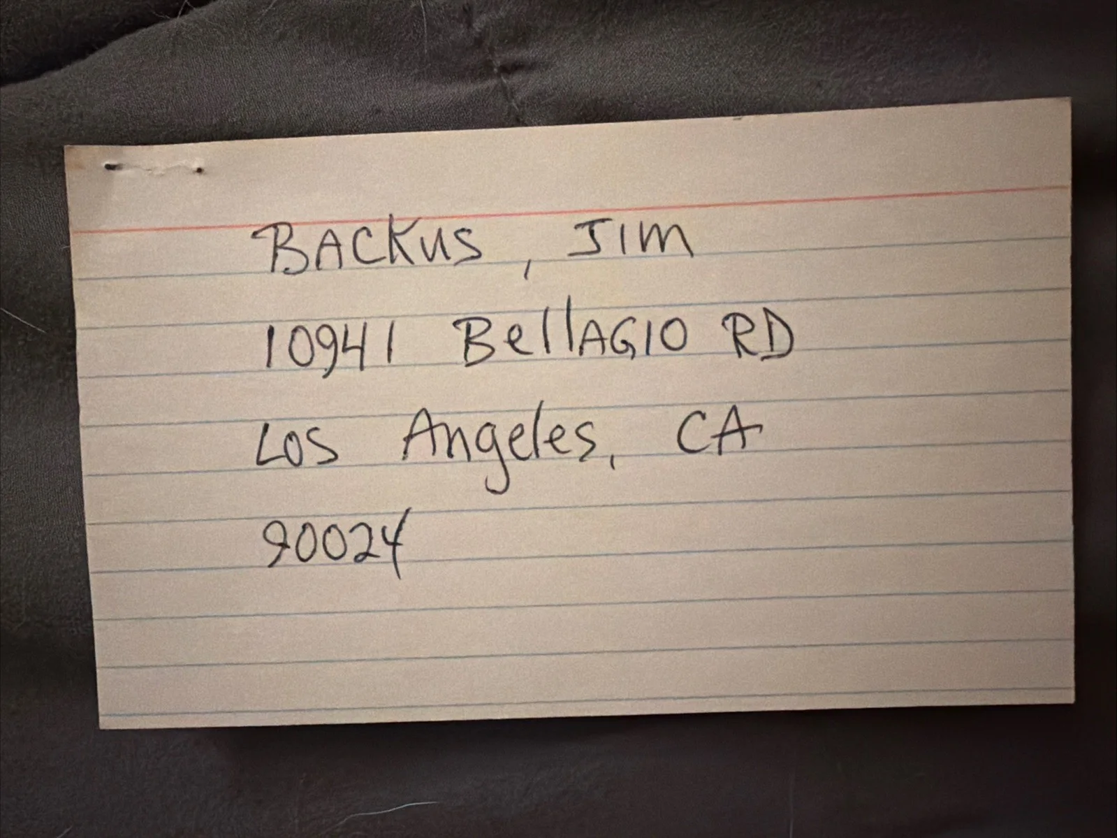 Jim Backus Signed Paper w/ Original Los Angeles Address Index Card, изображение 2