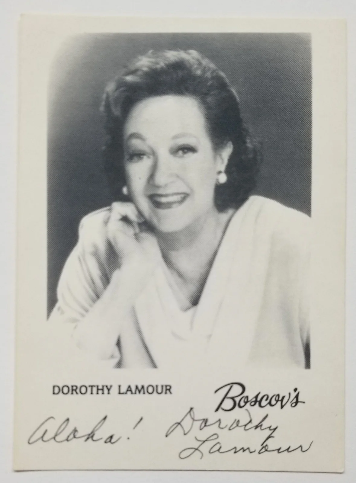 Dorothy Lamour — Dorothy Lamour REAL hand SIGNED 3.5x5.5 Boscov's Promo Photo COA Autographed