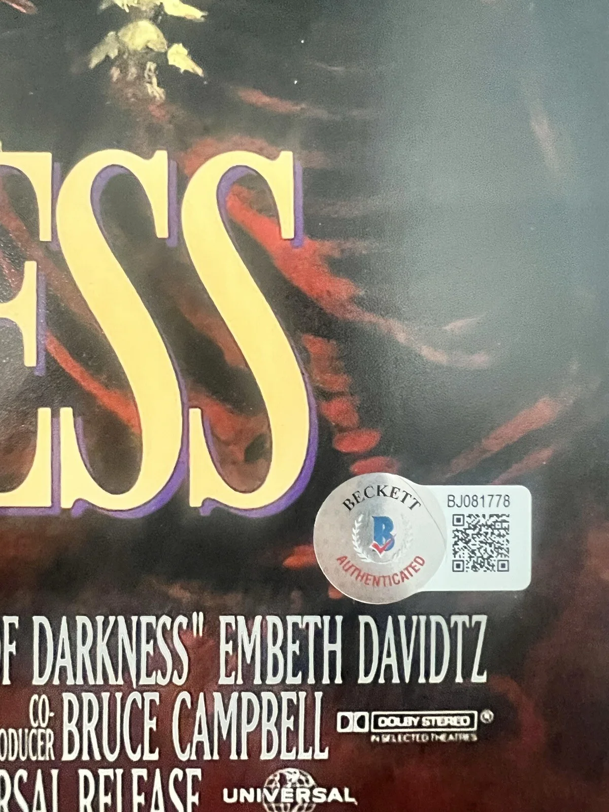 Sam Raimi — SAM RAIMI SIGNED ARMY OF DARKNESS 12x18 MOVIE POSTER W/SKETCH BECKETT BJ081778, изображение 3
