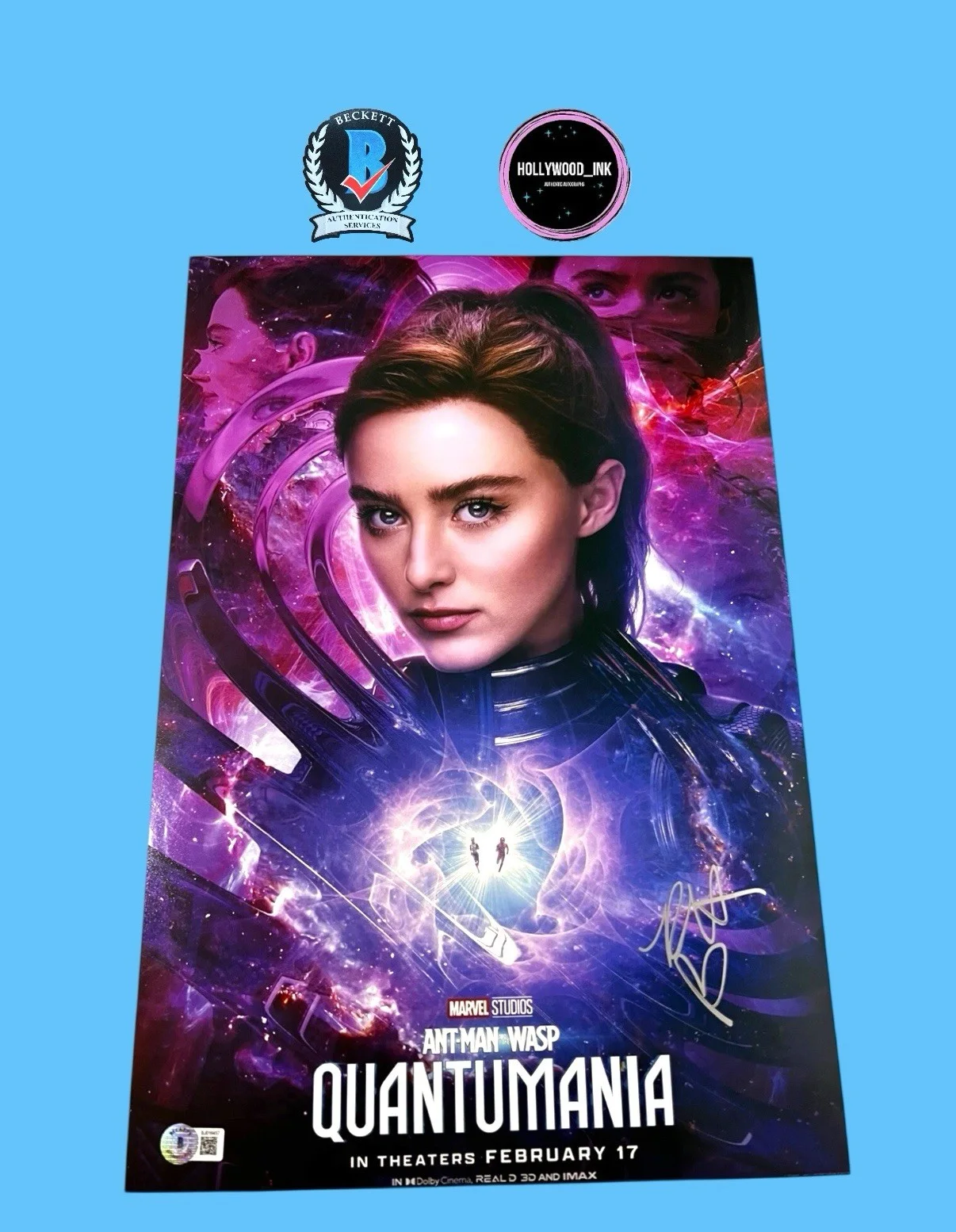 Kathryn Newton — KATHRYN NEWTON SIGNED ANTMAN WASP QUANTUMANIA 12x18 BECKETT BJ016457 + PROOF