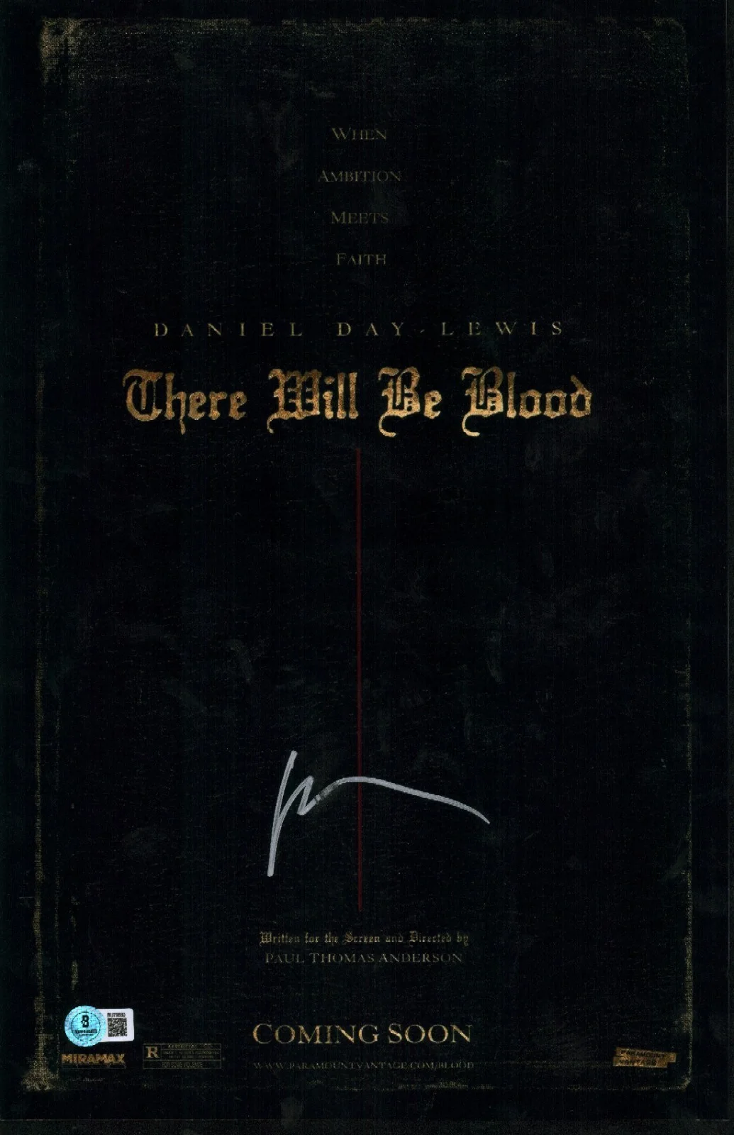 Paul Thomas Anderson — Paul Thomas Anderson Signed There Will Be Blood 11x17 Photo Poster BAS COA