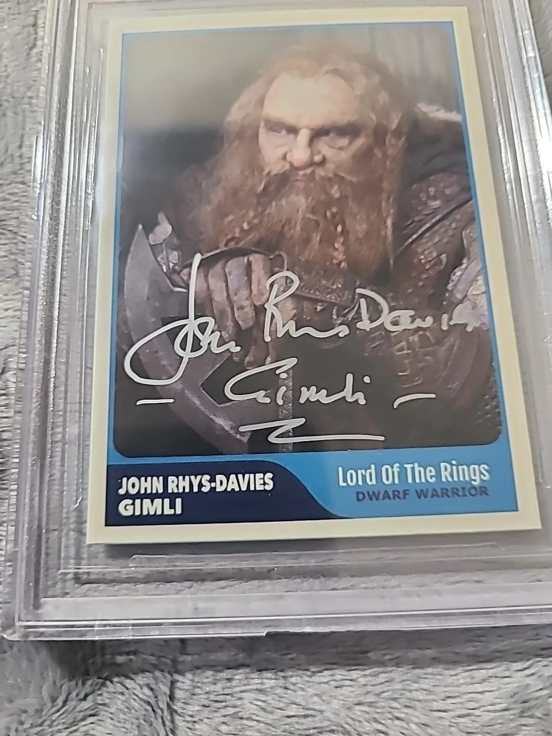 John-Rhys-Davies — John Rhys Davis Signed Card Gimli Lord of the Rings Beckett Certified & Witness, изображение 3