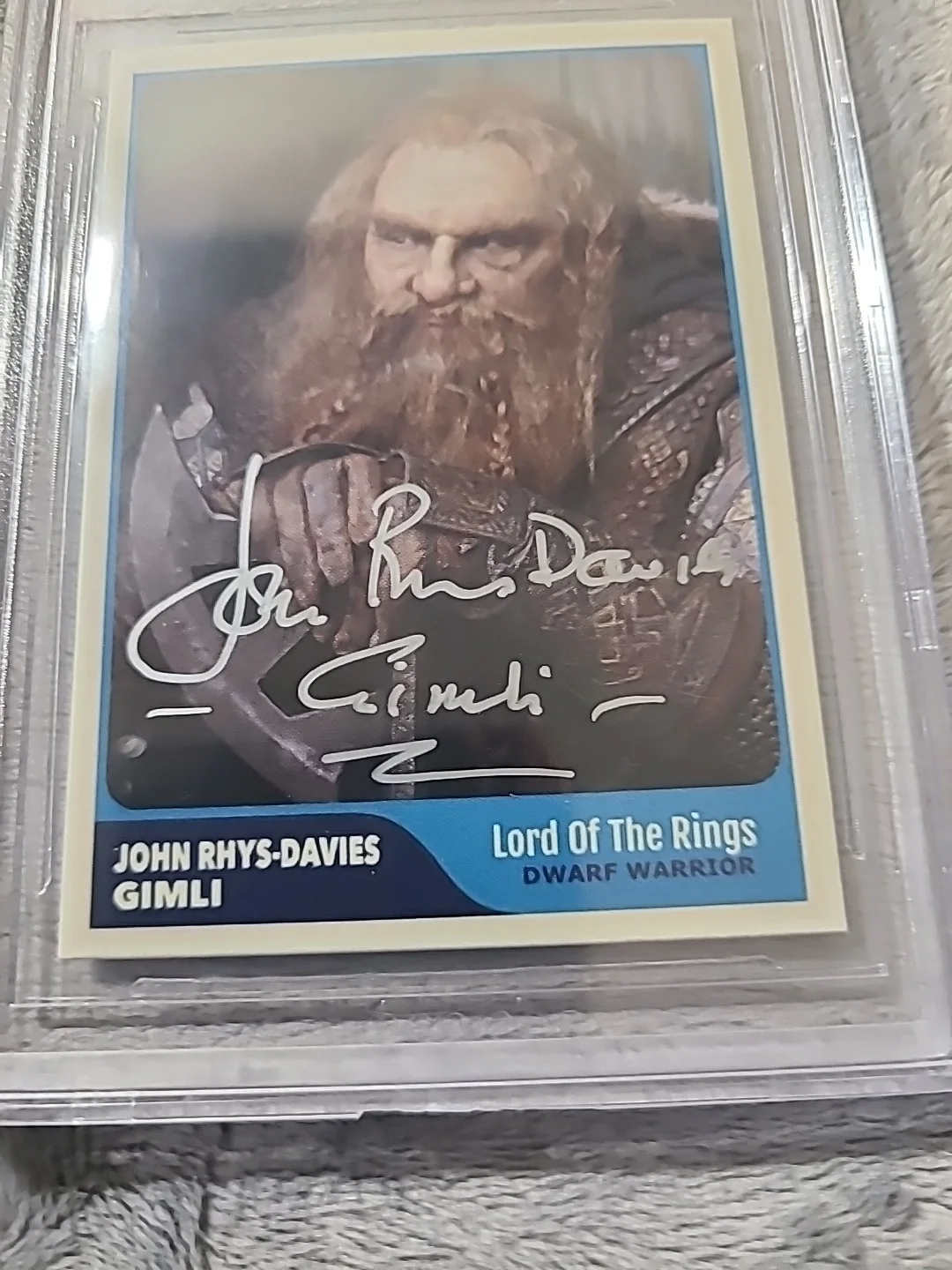 John-Rhys-Davies — John Rhys Davis Signed Card Gimli Lord of the Rings Beckett Certified & Witness, изображение 4