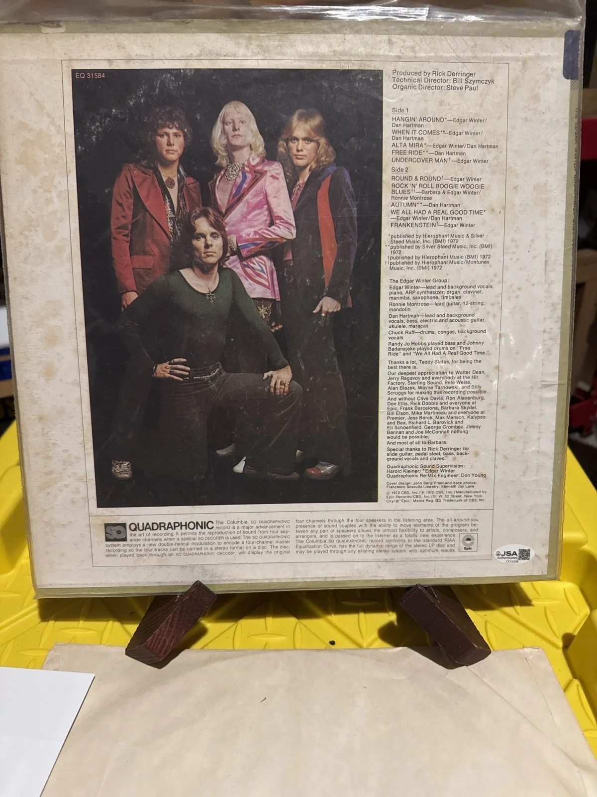 Edgar Winter Autographed LP They Only Come Out at Night Quadraphonic JSA COA Sig, image 4