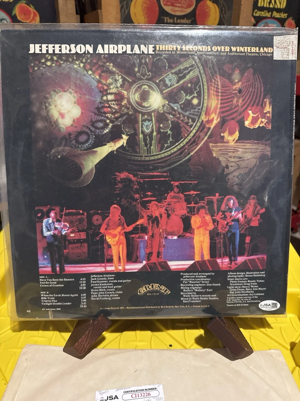 Jefferson Airplane Thirty Seconds Over Winterland LP Jorma + Jack Autograph JSA, image 5