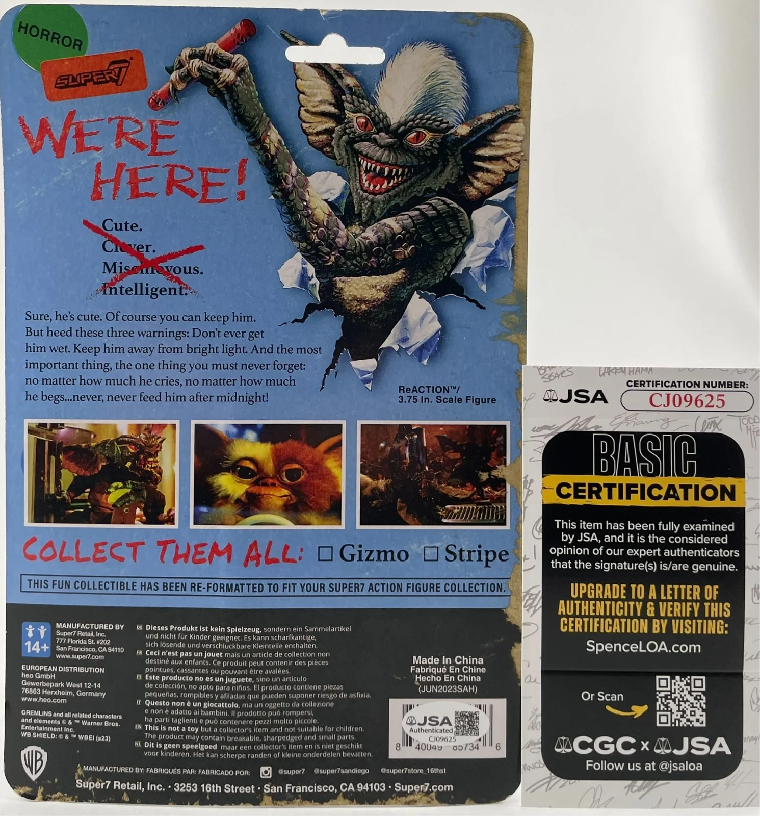 Joe Dante — Joe Dante Signed Gremlins Stripe Super7 Reaction Figure Autograph JSA COA, image 3